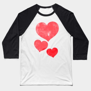 Red Watercolor Hearts Baseball T-Shirt